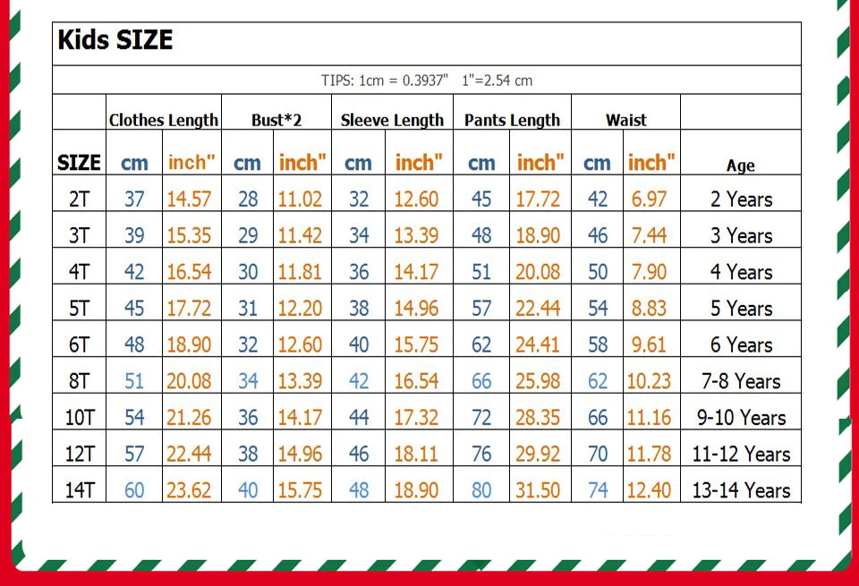 Kids size table - matching Christmas pijamas