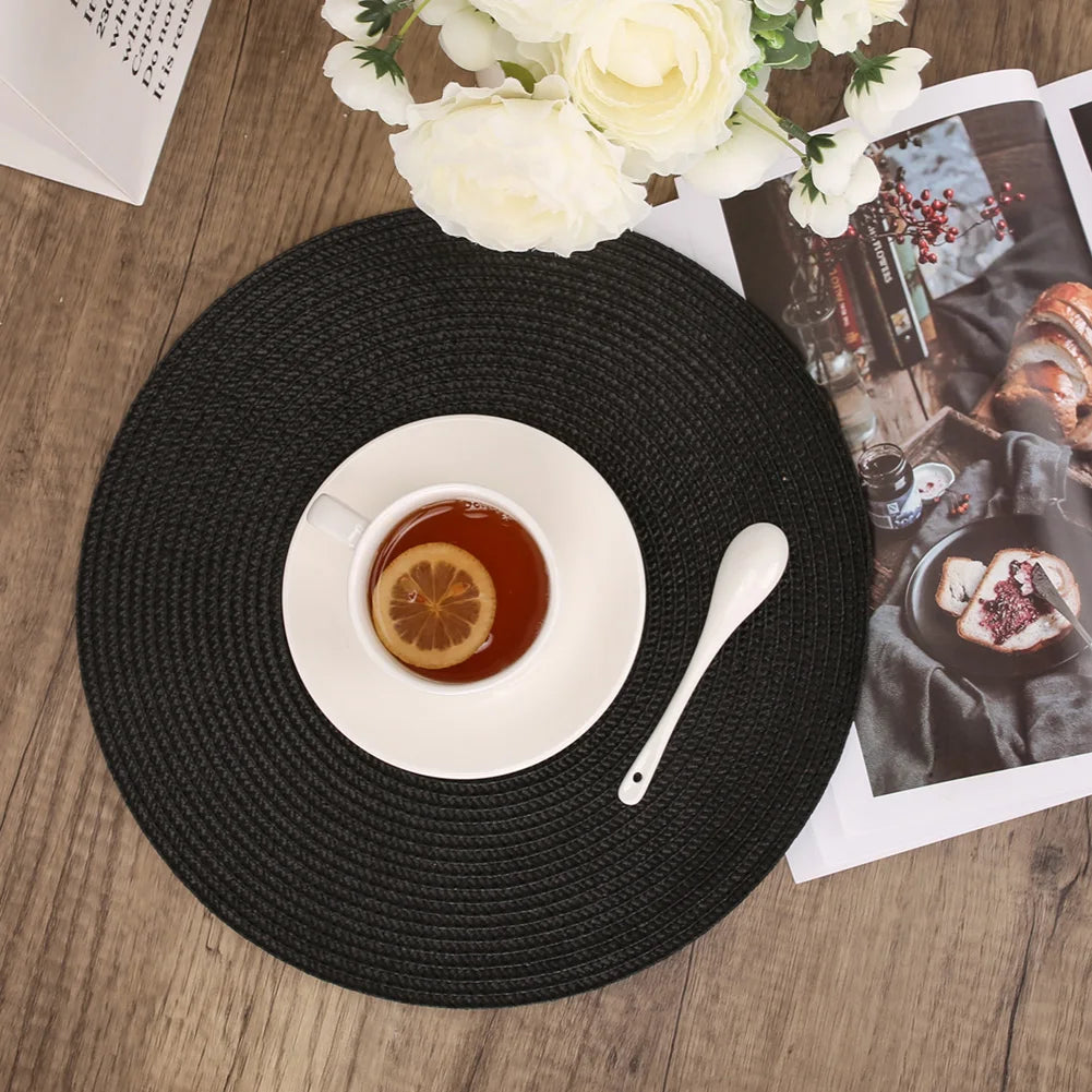 Set of 6 Round Braided Placemats with Matching Coasters