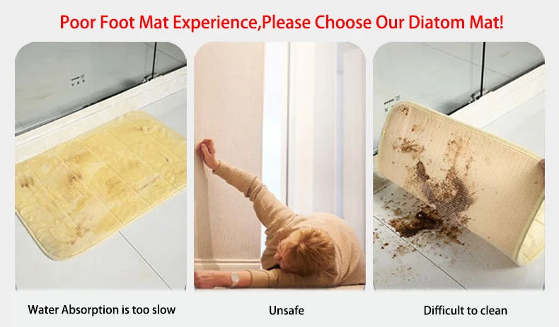 Super Absorbent Diatomite Infused Bath Mat. Non-Slip & Quick Dry