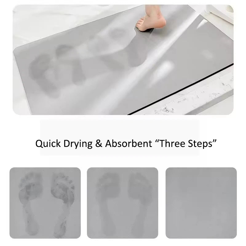 Super Absorbent Diatomite Infused Bath Mat. Non-Slip & Quick Dry