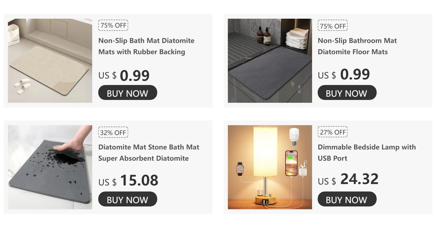 Super Absorbent Diatomite Infused Bath Mat. Non-Slip & Quick Dry