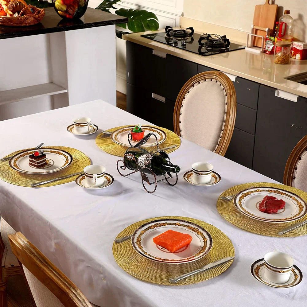Set of 6 Round Braided Placemats with Matching Coasters