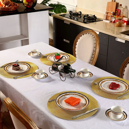 Set of 6 Round Braided Placemats with Matching Coasters