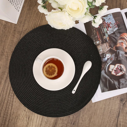 Set of 6 Round Braided Placemats with Matching Coasters